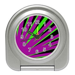 Rays Light Chevron Purple Green Black Travel Alarm Clocks by Mariart