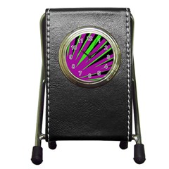 Rays Light Chevron Purple Green Black Pen Holder Desk Clocks by Mariart