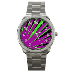 Rays Light Chevron Purple Green Black Sport Metal Watch by Mariart