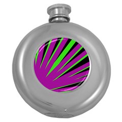 Rays Light Chevron Purple Green Black Round Hip Flask (5 Oz) by Mariart