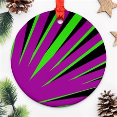 Rays Light Chevron Purple Green Black Round Ornament (two Sides) by Mariart