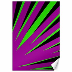 Rays Light Chevron Purple Green Black Canvas 12  X 18   by Mariart