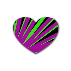 Rays Light Chevron Purple Green Black Heart Coaster (4 Pack)  by Mariart