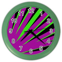 Rays Light Chevron Purple Green Black Color Wall Clocks by Mariart