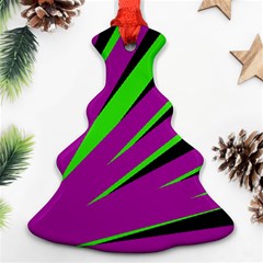 Rays Light Chevron Purple Green Black Christmas Tree Ornament (two Sides)