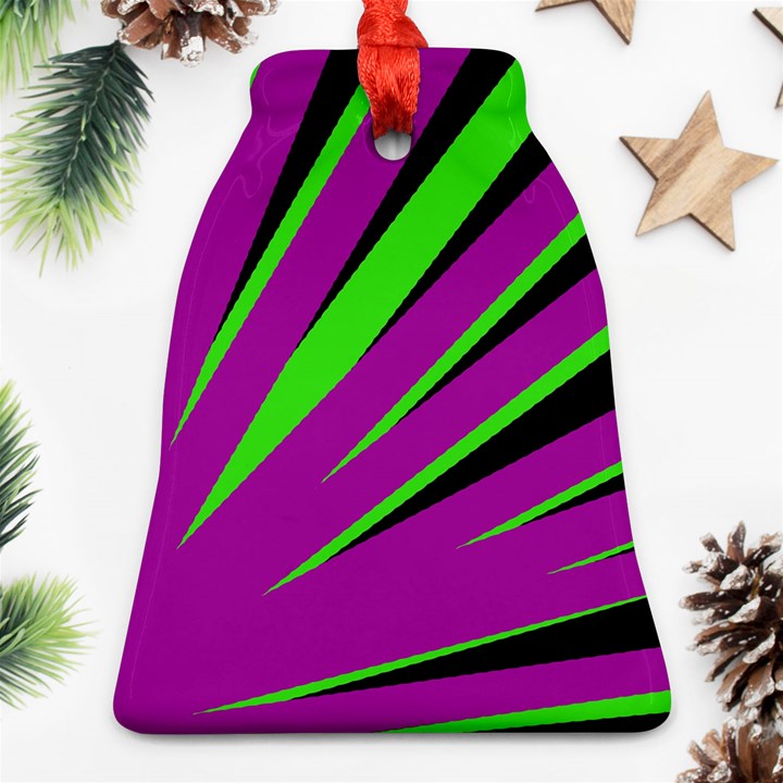 Rays Light Chevron Purple Green Black Bell Ornament (Two Sides)