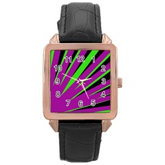 Rays Light Chevron Purple Green Black Rose Gold Leather Watch  by Mariart