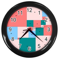 Simple Perfect Squares Squares Order Wall Clocks (black) by Mariart