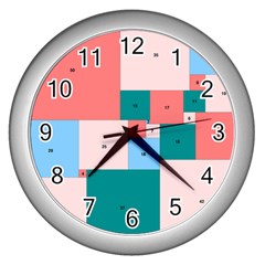 Simple Perfect Squares Squares Order Wall Clocks (silver) 