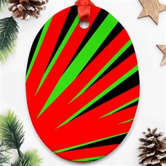 Rays Light Chevron Red Green Black Ornament (oval) by Mariart