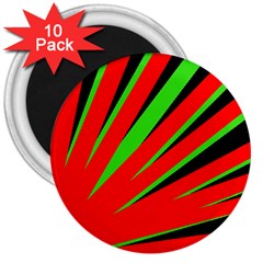 Rays Light Chevron Red Green Black 3  Magnets (10 Pack)  by Mariart