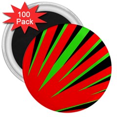 Rays Light Chevron Red Green Black 3  Magnets (100 Pack) by Mariart