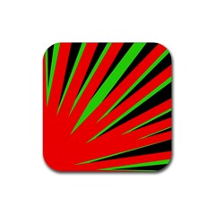 Rays Light Chevron Red Green Black Rubber Coaster (square)  by Mariart