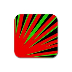 Rays Light Chevron Red Green Black Rubber Square Coaster (4 Pack)  by Mariart