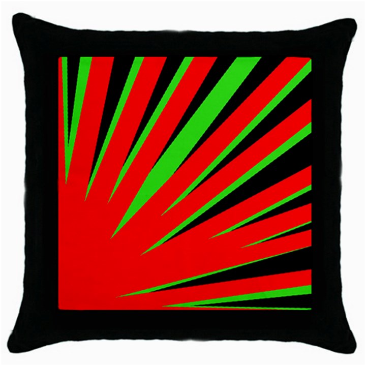 Rays Light Chevron Red Green Black Throw Pillow Case (Black)