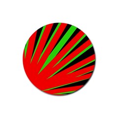 Rays Light Chevron Red Green Black Rubber Coaster (round)  by Mariart