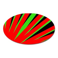 Rays Light Chevron Red Green Black Oval Magnet by Mariart