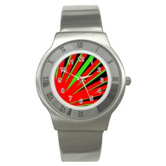 Rays Light Chevron Red Green Black Stainless Steel Watch