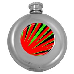 Rays Light Chevron Red Green Black Round Hip Flask (5 Oz) by Mariart