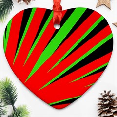 Rays Light Chevron Red Green Black Heart Ornament (two Sides)