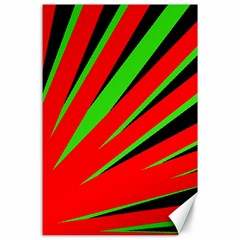 Rays Light Chevron Red Green Black Canvas 24  X 36 