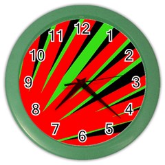 Rays Light Chevron Red Green Black Color Wall Clocks by Mariart