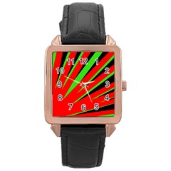 Rays Light Chevron Red Green Black Rose Gold Leather Watch  by Mariart