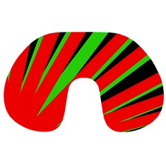 Rays Light Chevron Red Green Black Travel Neck Pillows by Mariart