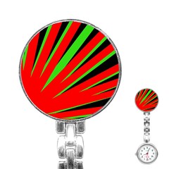 Rays Light Chevron Red Green Black Stainless Steel Nurses Watch