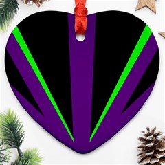 Rays Light Chevron Purple Green Black Line Ornament (heart) by Mariart