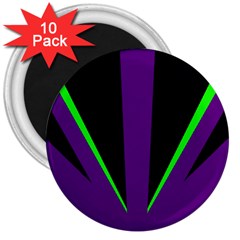 Rays Light Chevron Purple Green Black Line 3  Magnets (10 Pack)  by Mariart