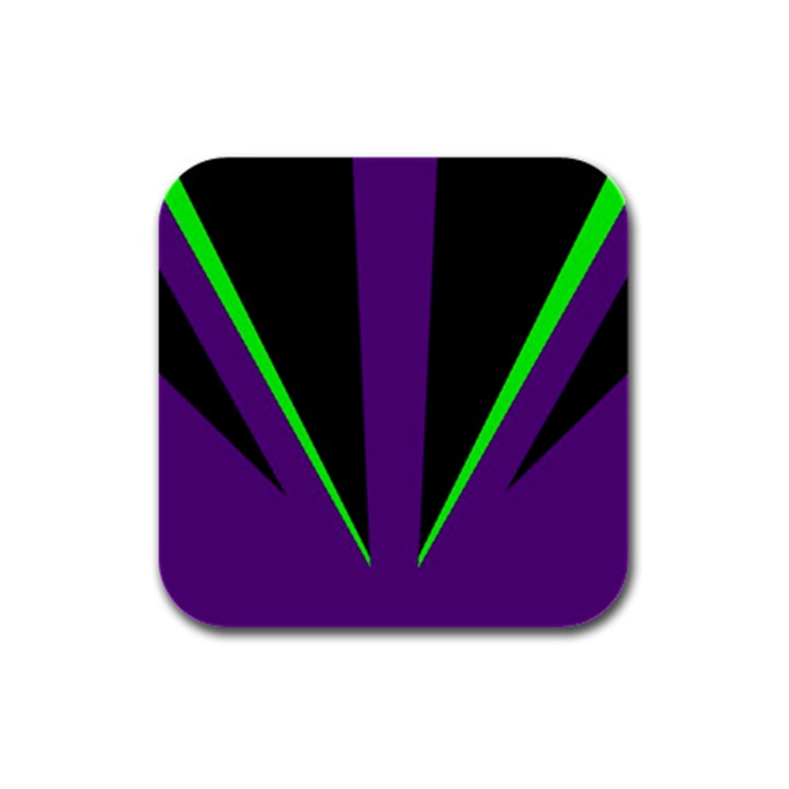 Rays Light Chevron Purple Green Black Line Rubber Square Coaster (4 pack) 