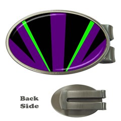 Rays Light Chevron Purple Green Black Line Money Clips (oval)  by Mariart