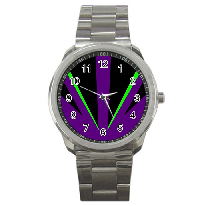 Rays Light Chevron Purple Green Black Line Sport Metal Watch