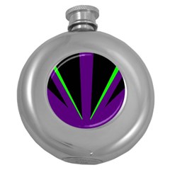 Rays Light Chevron Purple Green Black Line Round Hip Flask (5 Oz) by Mariart