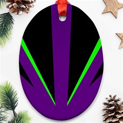 Rays Light Chevron Purple Green Black Line Oval Ornament (two Sides) by Mariart