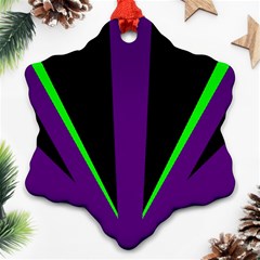 Rays Light Chevron Purple Green Black Line Ornament (snowflake) by Mariart