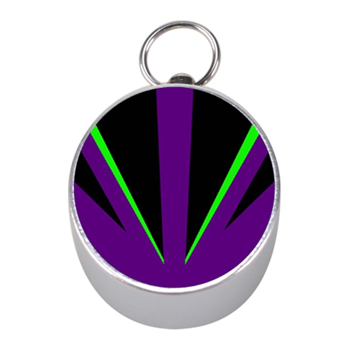 Rays Light Chevron Purple Green Black Line Mini Silver Compasses