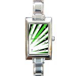 Rays Light Chevron White Green Black Rectangle Italian Charm Watch Front