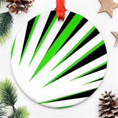 Rays Light Chevron White Green Black Ornament (round) by Mariart