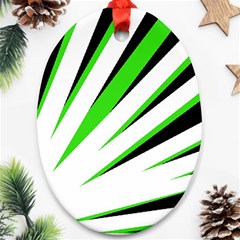 Rays Light Chevron White Green Black Ornament (oval)