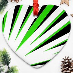 Rays Light Chevron White Green Black Ornament (heart)