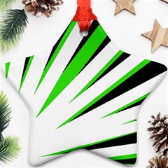 Rays Light Chevron White Green Black Ornament (star) by Mariart