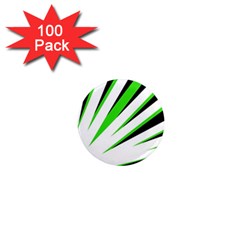 Rays Light Chevron White Green Black 1  Mini Magnets (100 Pack) 