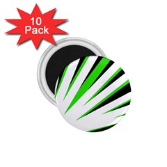 Rays Light Chevron White Green Black 1 75  Magnets (10 Pack)  by Mariart