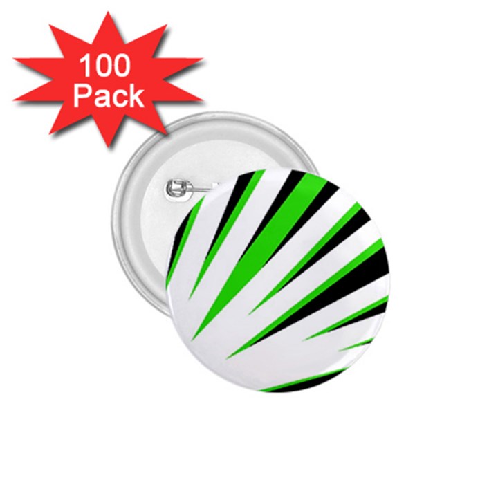 Rays Light Chevron White Green Black 1.75  Buttons (100 pack) 