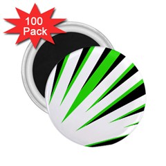 Rays Light Chevron White Green Black 2 25  Magnets (100 Pack) 