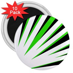 Rays Light Chevron White Green Black 3  Magnets (10 Pack)  by Mariart