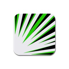 Rays Light Chevron White Green Black Rubber Square Coaster (4 Pack)  by Mariart