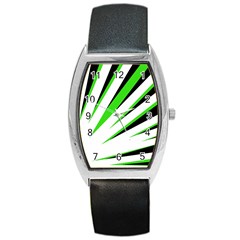 Rays Light Chevron White Green Black Barrel Style Metal Watch by Mariart